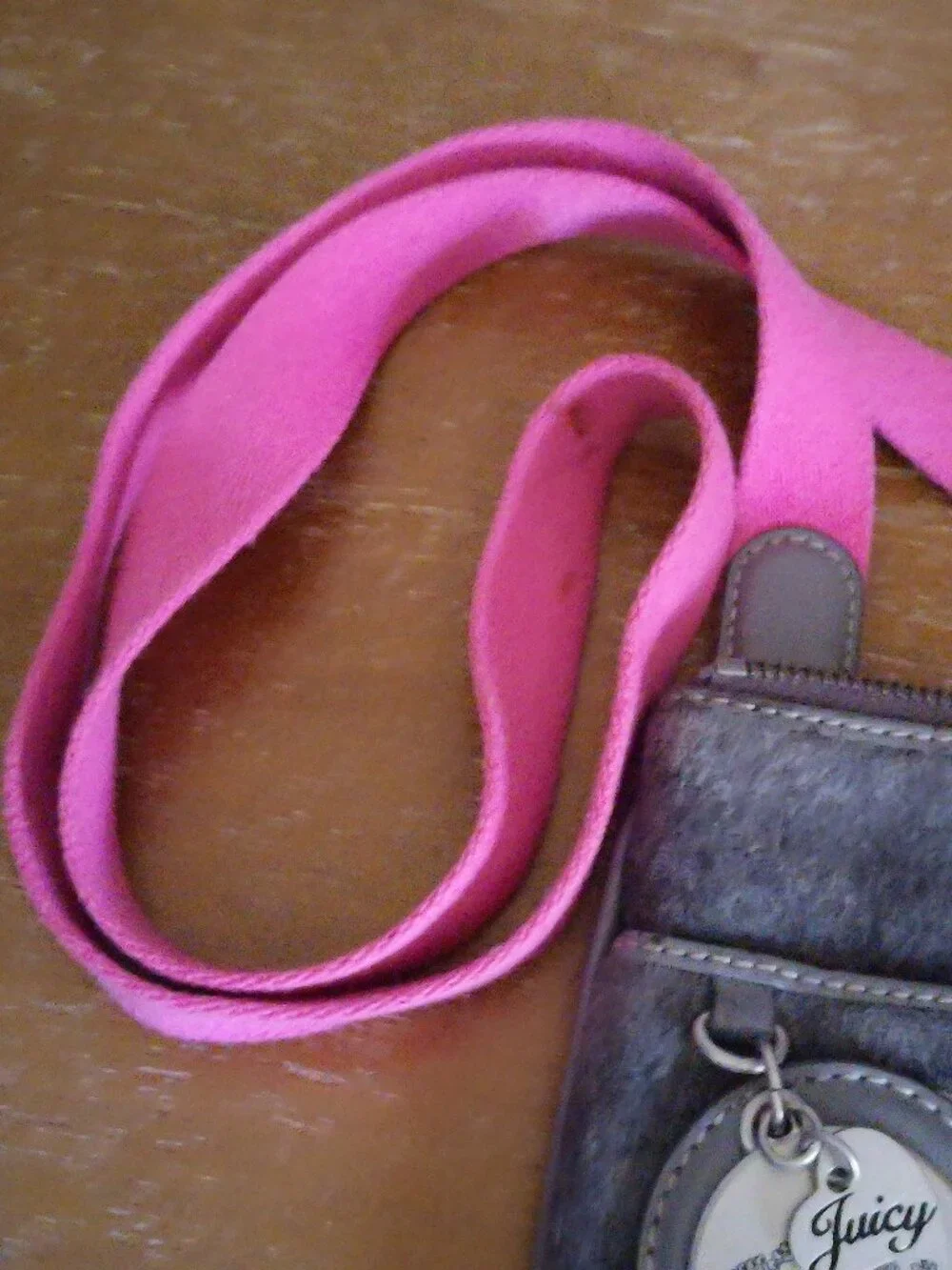Juicy Couture Y2K small gray velour crossbody top zip pouch bag